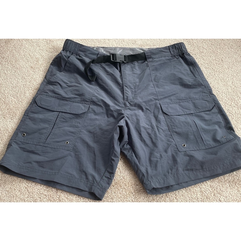 Swiss Alps Mens Cargo Shorts Gray Nylon Ripstop Hiking Outdoor Belted XL